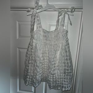 Babydoll White Checkered Dress